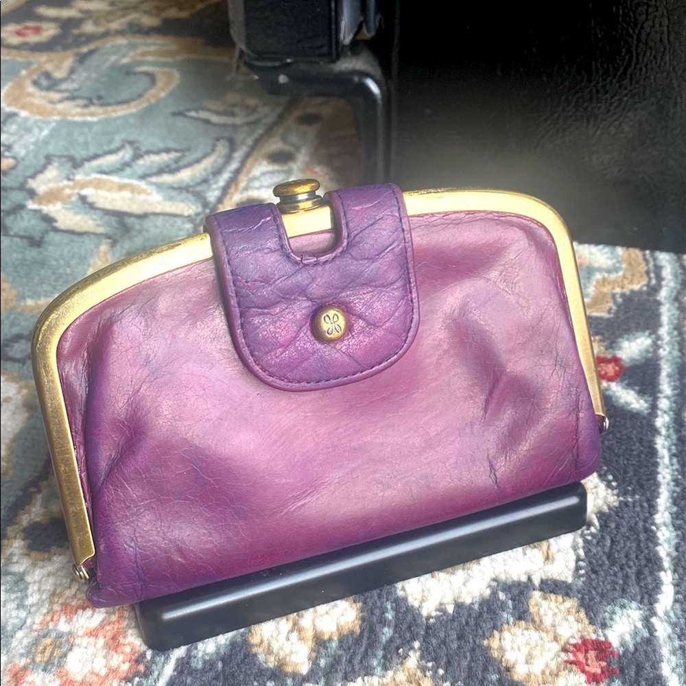 HOBO Plum Clutch with Gold Accents